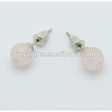 6MM Rose Quartz Gemstone studded earring
